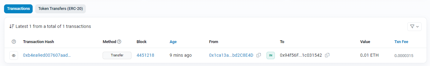 Etherscan website